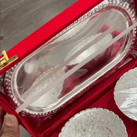 Elegant German silver bowl and tray Set in Red gift Box - Picture 2 of 8